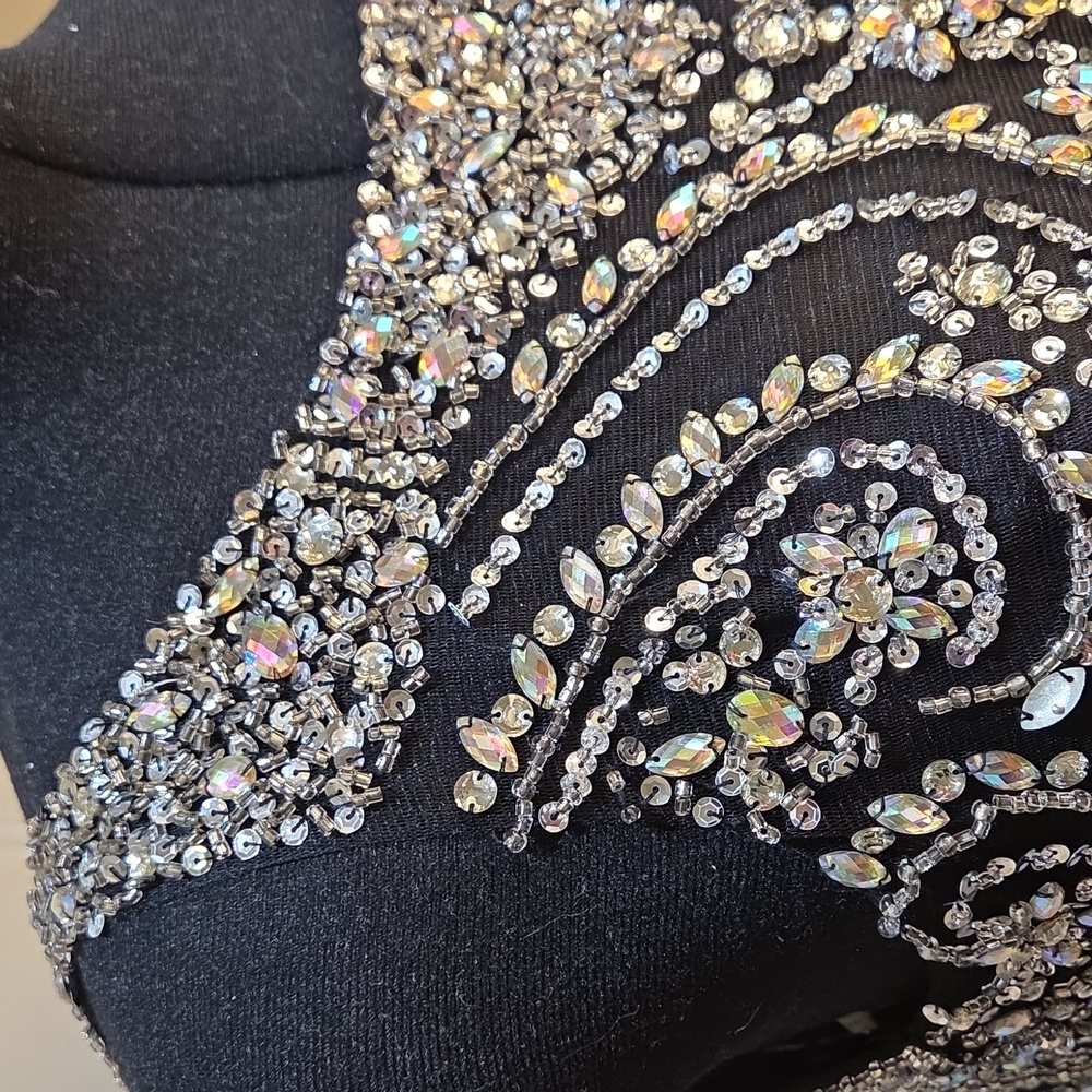 Nwot XL Anny Lee Black and Zirconia  Mini Dress Ballroom - Picture 17 of 17